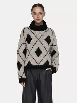 Свитер свободного кроя с высоким воротником Jdy, бежевый