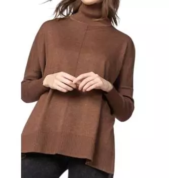 Свитер свободного кроя с высоким воротом из норки Lilla P, цвет mink