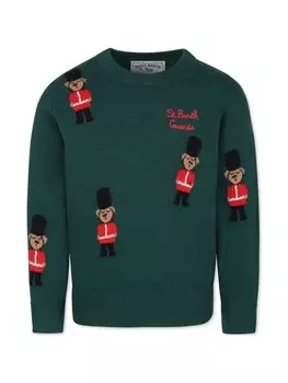 Свитер, связанный интарсией MC2 Saint Barth Kids, зеленый