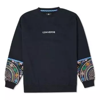 Свитер tapesty crewneck sweatshirt 'black' Converse, черный