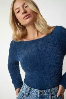 Свитер - Темно-синий - Приталенный Happiness stanbul, темно-синий