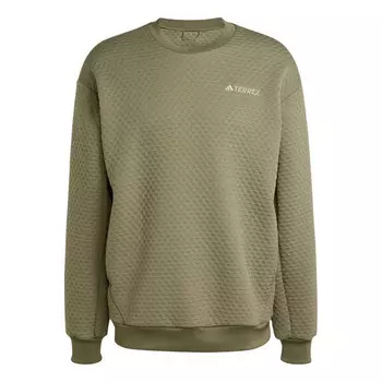 Свитер terrex xploric crewneck sweatshirt 'olive green' Adidas, зеленый