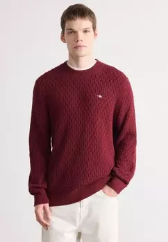 Свитер TEXTURED C NECK GANT, бордовый