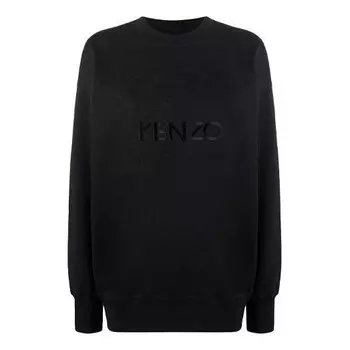 Свитер tiger head embroidered logo pullover hoodie black Kenzo, черный