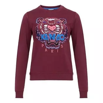 Свитер tiger head pattern long sleeves pullover hoodie red Kenzo, красный