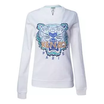 Свитер tiger head round neck long sleeves hoodie white Kenzo, белый