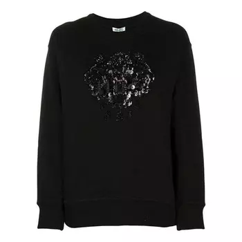 Свитер tiger head sports pure cotton hoodie black Kenzo, черный
