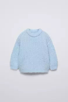 Свитер толстой вязки ZARA, небесно-голубой