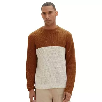Свитер Tom Tailor 1039672 Nep Structured Knit Crew Neck, коричневый