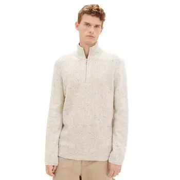 Свитер Tom Tailor 1039673 Nep Structured Knit Troyer Half Zip, бежевый