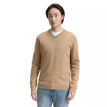 Свитер Tom Tailor 1039806 Basic Knit v neck, коричневый