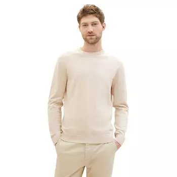 Свитер Tom Tailor Basic Crew Neck, бежевый