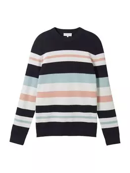 Свитер TOM TAILOR, цвет Navy/Light blue/White