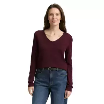 Свитер Tom Tailor Front Logo Coin v neck, фиолетовый