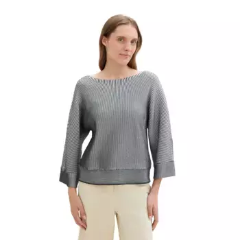 Свитер TOM TAILOR "летучая мышь" с полосатым узором, цвет Navy Striped Knit Design