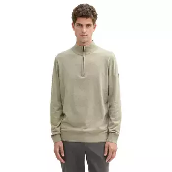 Свитер Tom Tailor Light Cosy Knit Troyer half zip, зеленый