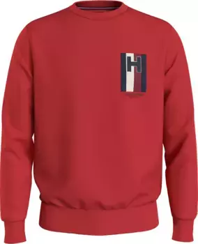 Свитер Tommy Hilfiger "H EMBLEM CREWNECK" с эффектным принтом на груди, красный