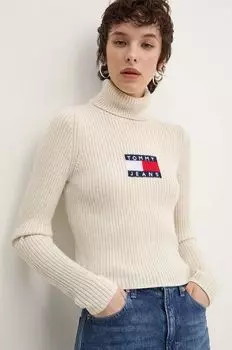 Свитер Tommy Jeans из смесовой шерсти, бежевый