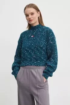 Свитер Tommy Jeans из смесовой шерсти, бирюзовый