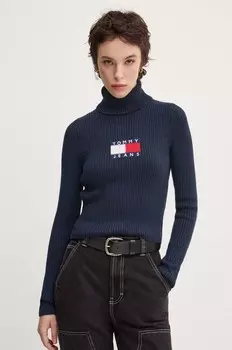 Свитер Tommy Jeans из смесовой шерсти, темно-синий