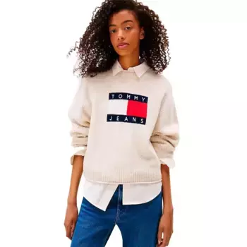 Свитер Tommy Jeans Melange Flag, бежевый