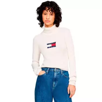Свитер Tommy Jeans Melange Flag high neck, белый