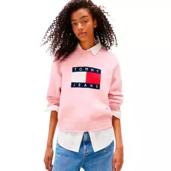 Свитер Tommy Jeans Melange Flag, розовый