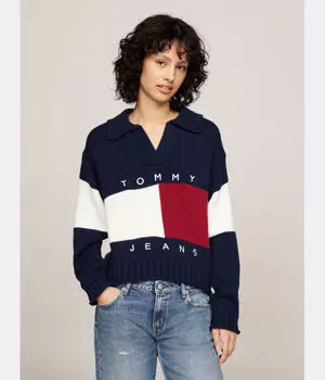 Свитер Tommy Jeans Relaxed Fit с флагом, синий