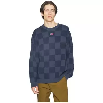 Свитер Tommy Jeans Skater Checkerboard Round Neck, синий