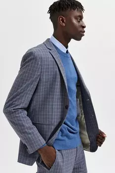 Свитер тонкой вязки Coolmax из шерсти Selected Homme, синий