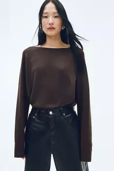 Свитер тонкой вязки H&M, коричневый