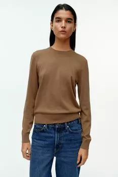 Свитер тонкой вязки из шерсти мериноса H&M, бежевый