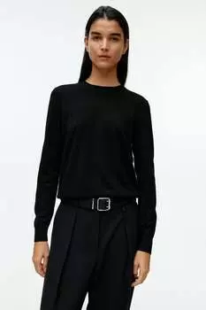 Свитер тонкой вязки из шерсти мериноса H&M, черный