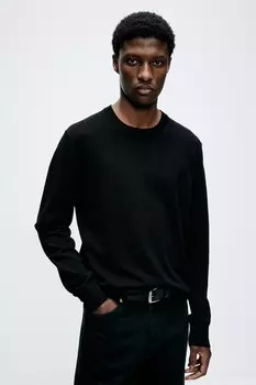 Свитер тонкой вязки приталенного кроя H&M, черный