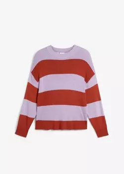 Свитер тонкой вязки с круглым вырезом и полосками Bpc Bonprix Collection, сиреневый