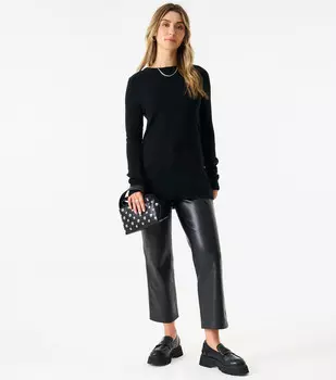 Свитер тонкой вязки с круглым вырезом в стиле оверсайз Gini London, черный