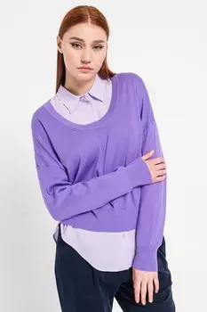 Свитер тонкой вязки с овальным вырезом горловины Esprit, фиолетовый