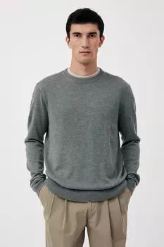 Свитер тонкой вязки с овальным вырезом горловины Finn Flare, серый