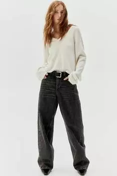 Свитер тонкой вязки с V-образным вырезом H&M, бежевый