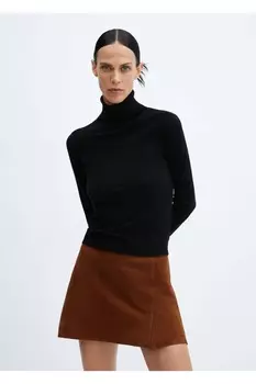 Свитер тонкой вязки с высоким воротником Mango, черный