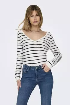 Свитер тонкой вязки с заостренным воротником Jdy, белый