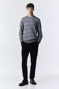 Свитер тонкой вязки стандартного кроя H&M, серый