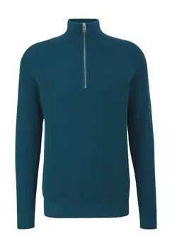 Свитер тонкой вязки, тройская, ребристая структура, мужской s.Oliver, цвет Blue Green