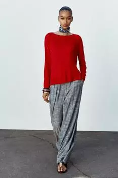 Свитер тонкой вязки ZARA, красный