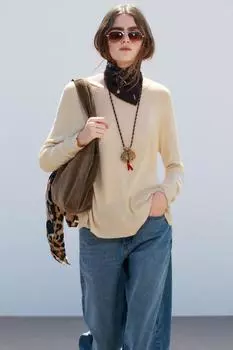 Свитер тонкой вязки ZARA, песочный