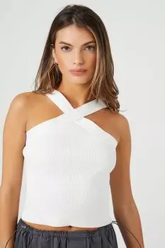 Свитер-топ перекрещенной вязки Forever 21, белый