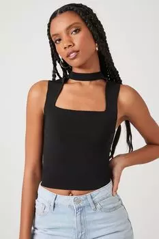 Свитер-топ с вырезом Forever 21, черный