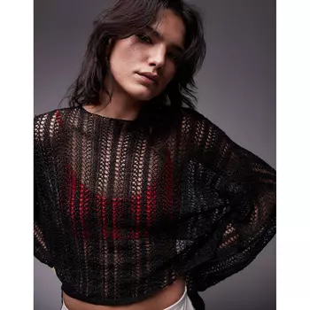 Свитер Topshop Knitted Sheer Knit, черный
