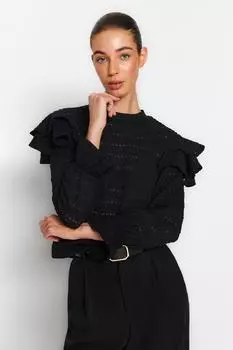 Свитер Trendyol из фактурного трикотажа, черный