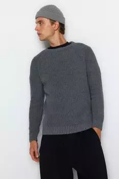 Свитер Trendyol мужской приталенного кроя, серый